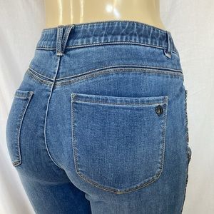 DEMOCRACY Jeans Tummy Control Size 6 Shiny Color Beads Side Stripe Dark Blue